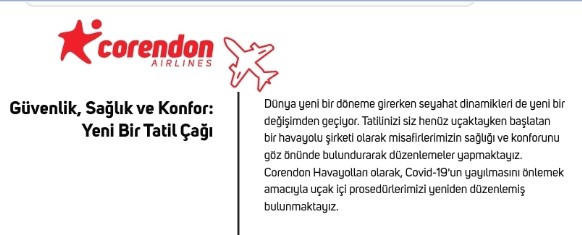 corendon havayollari duyuru